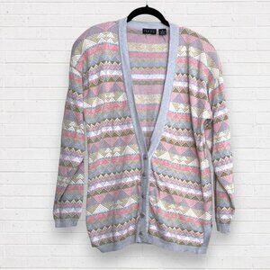 NUONS Vintage 90s V-Neck Button Up Knit Cardigan Sweater 90s Granny Pastel M